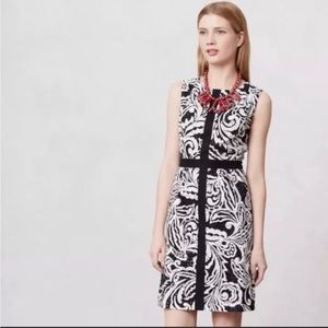 Anthropology Tabitha Black and White Eyelet Lace Sheath Sleeveless Dress